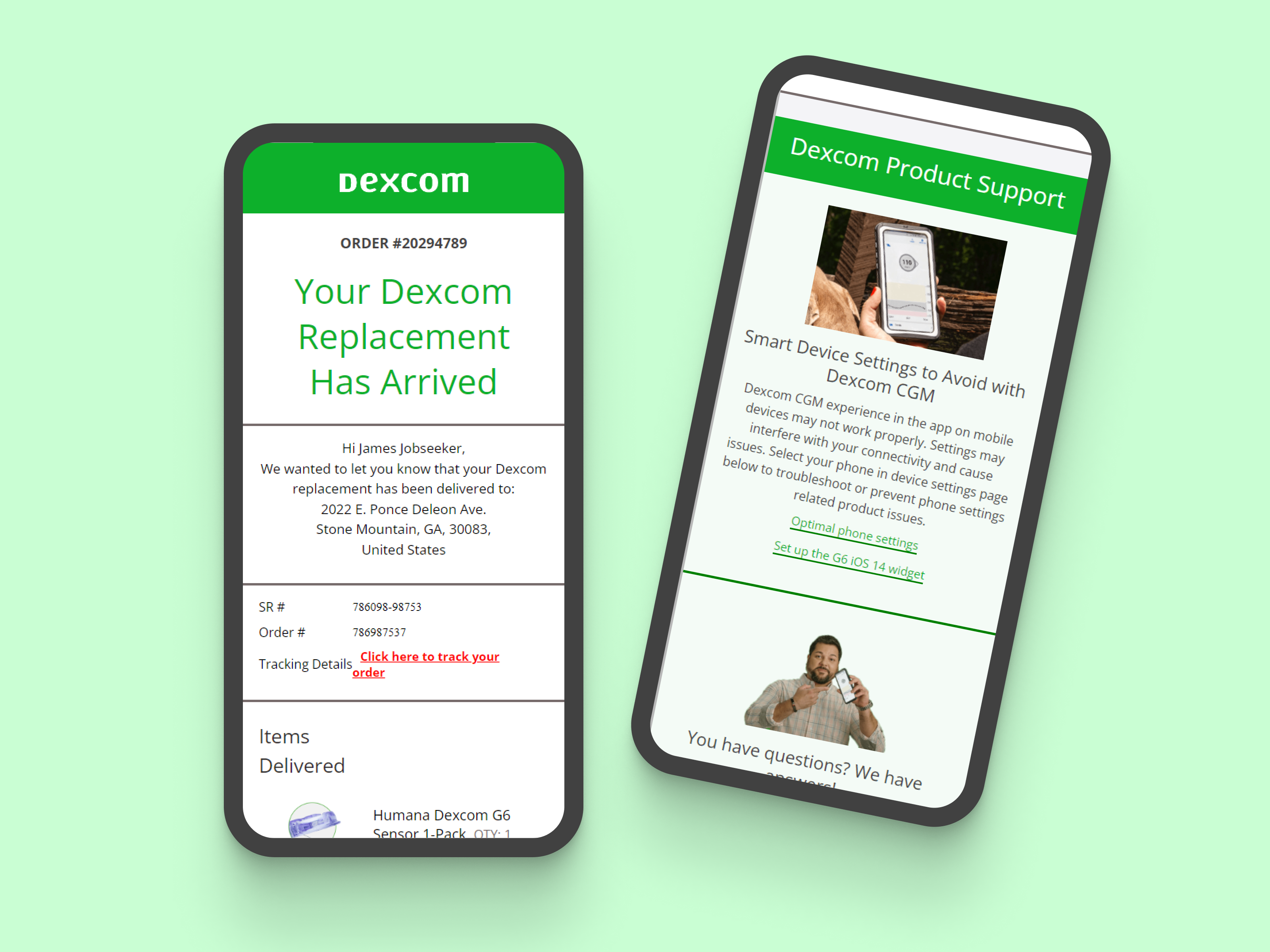 pic of dexcom transactional email